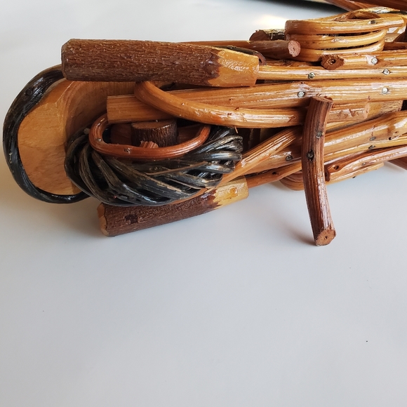 Wooden Motorcycle Model Handmade Chopper Collectible Sculpture Cycle 12" 6" 3" - Picture 4 of 13